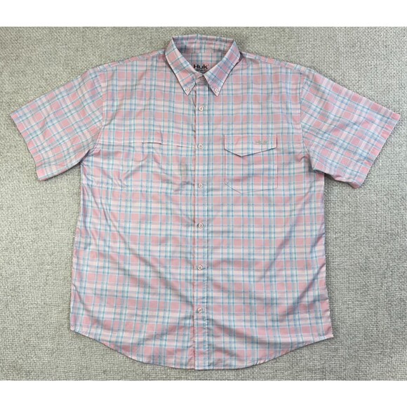 Huk Tide Point Fishing Shirt Men's XL Woven Plaid Vented Performance Quick-Dry - Picture 1 of 9